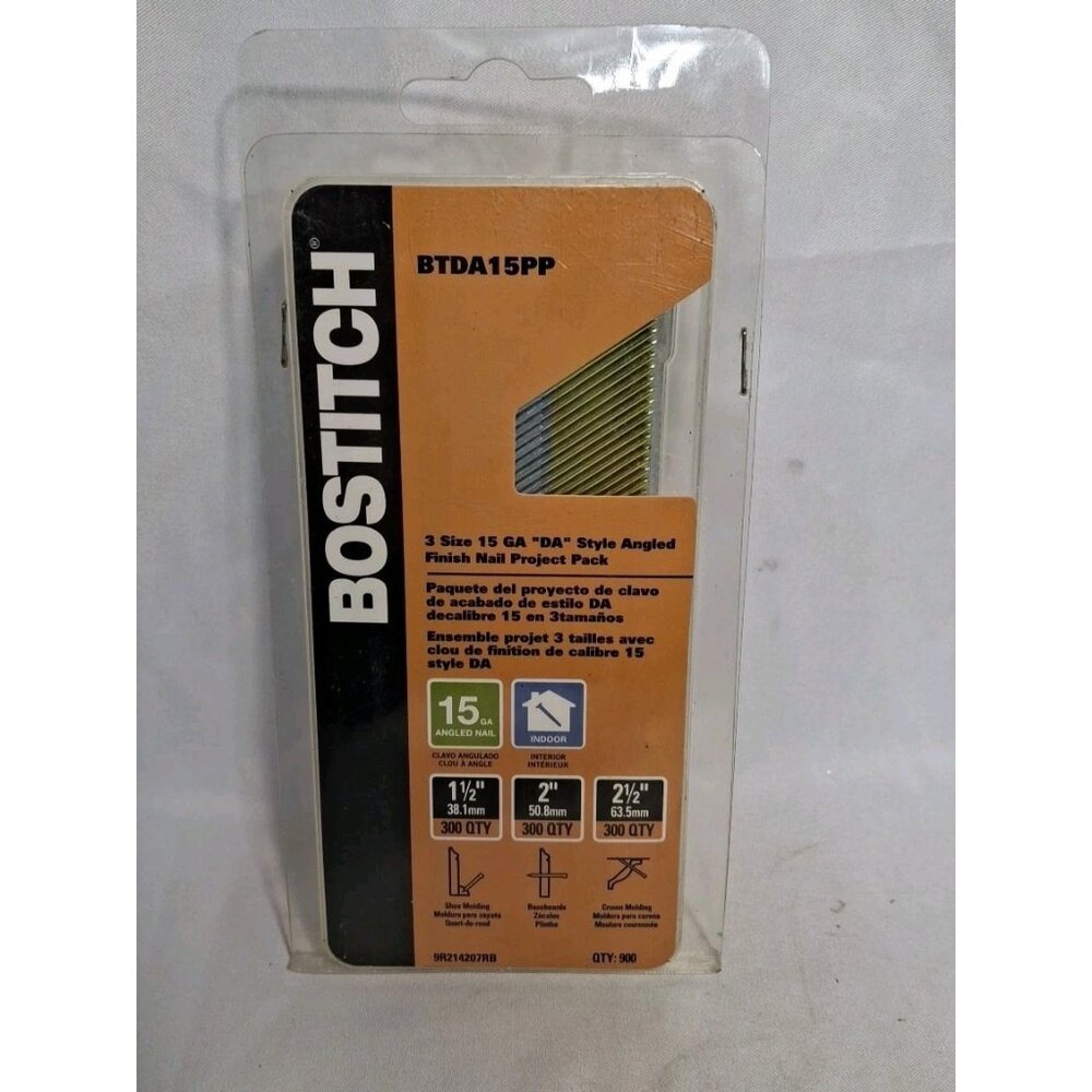 BOSTITCH 15 GA DA Style Finish Nail Project Pack - 1-1/2" - 2" - 2-1/2" Lengths